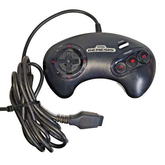 OEM Vintage Sega Genesis 1650 3-Button Controller Black untested 6ft Pre Owned - Picture 1 of 11